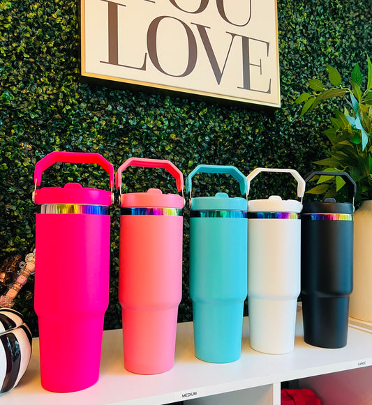 30oz Flip Straw Stainless Steel Tumbler