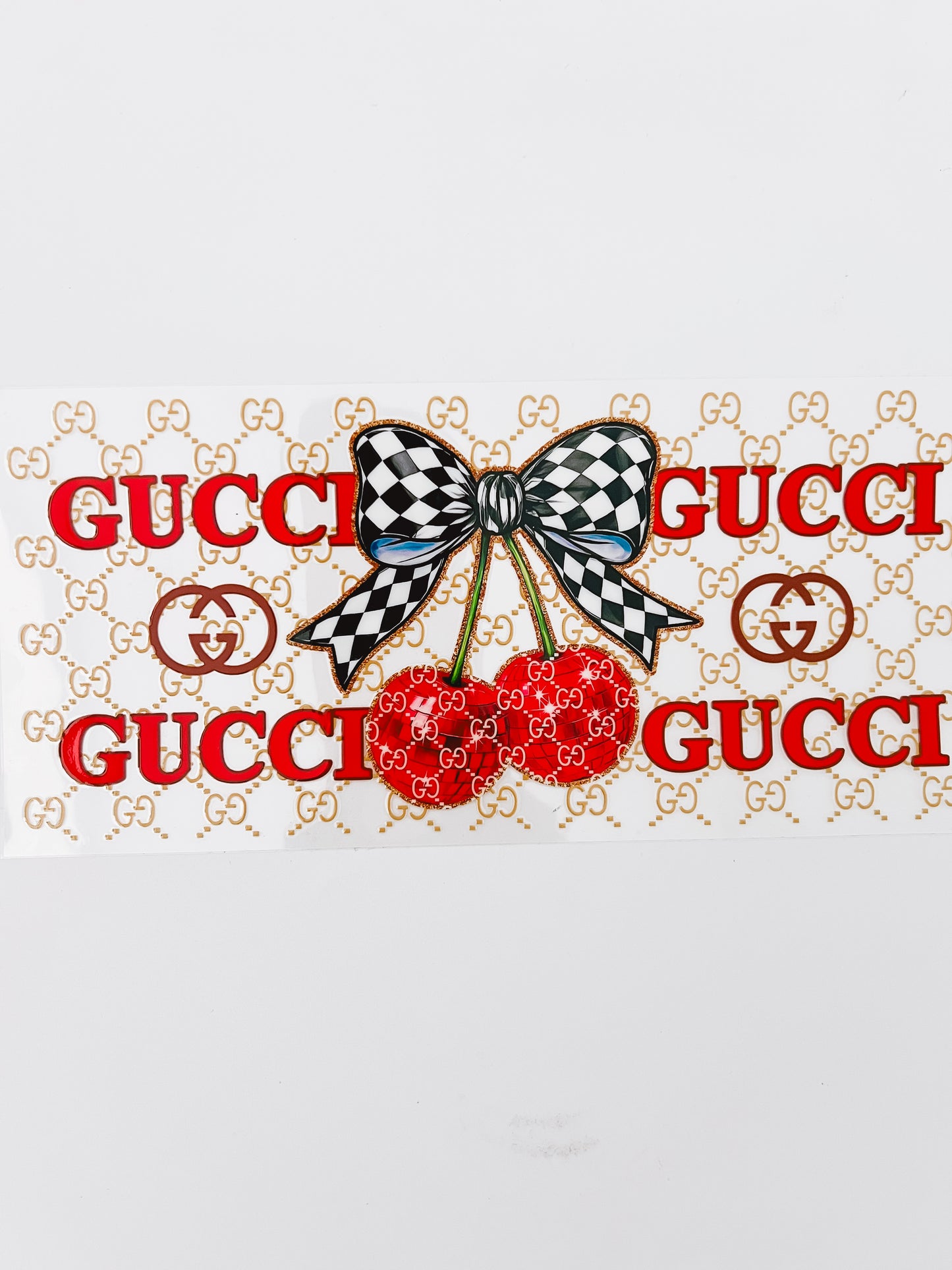 2925-Guc Checkered Cherry Bow