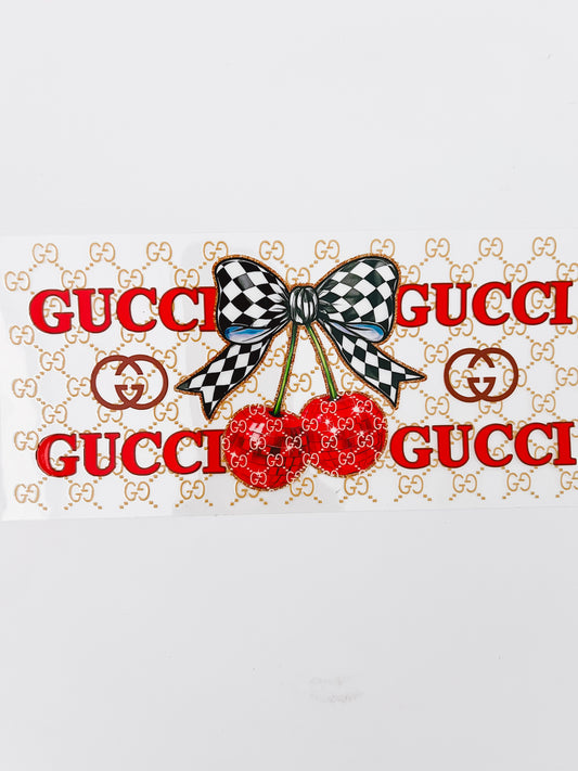 2925-Guc Checkered Cherry Bow