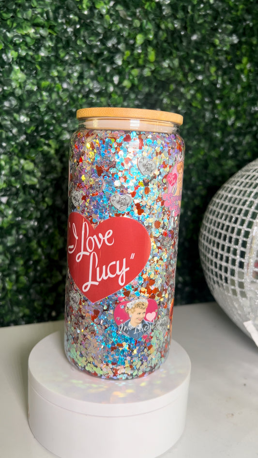 I Love Lucy Glass Snowglobe Tumbler