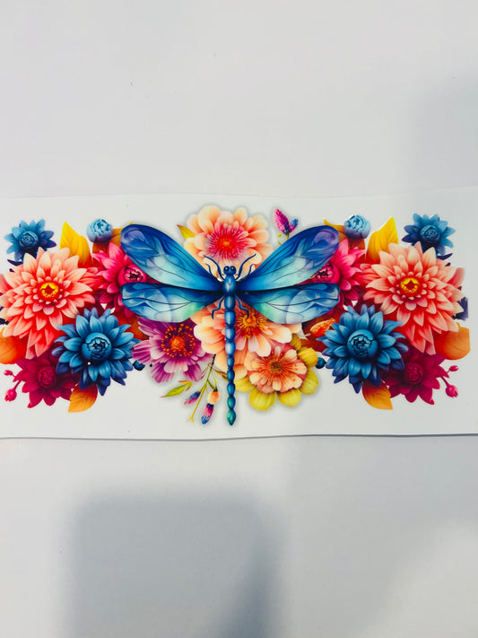 2122-Dragonfly and Flowers