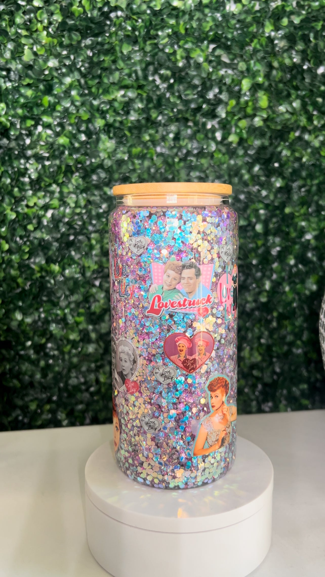 I Love Lucy Glass Snowglobe Tumbler