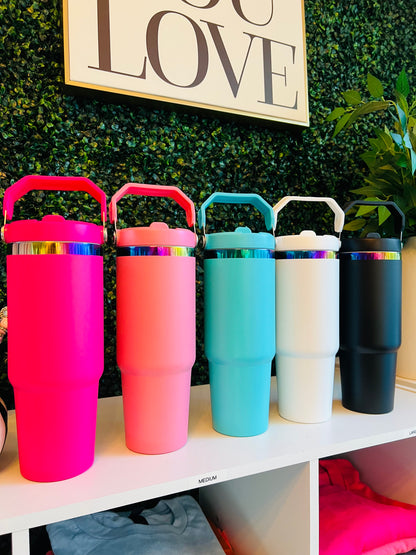 30oz Flip Straw Stainless Steel Tumbler