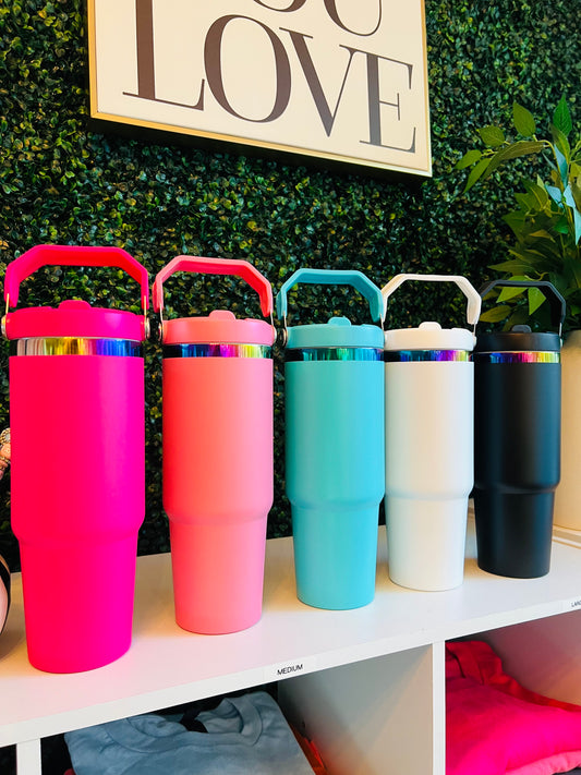 30oz Flip Straw Stainless Steel Tumbler