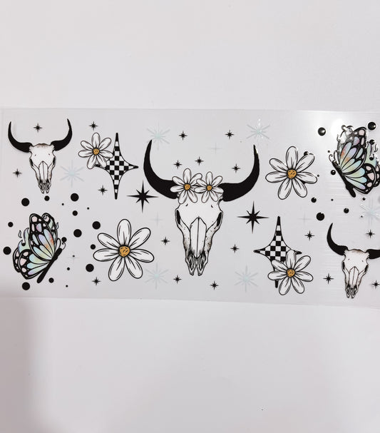 2806-Skull Cow & Flowers