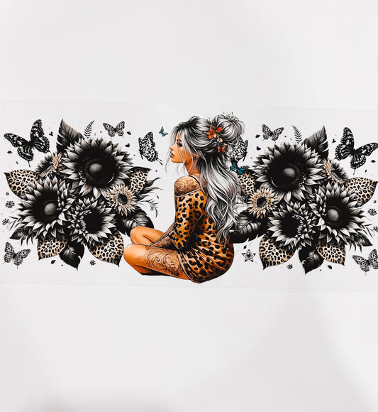 2863-Butterfly & Flowers Tattoo Girl