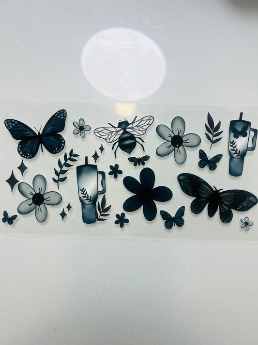 3067-Black Flowers, Bees & Butterflies