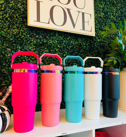 30oz Flip Straw Stainless Steel Tumbler
