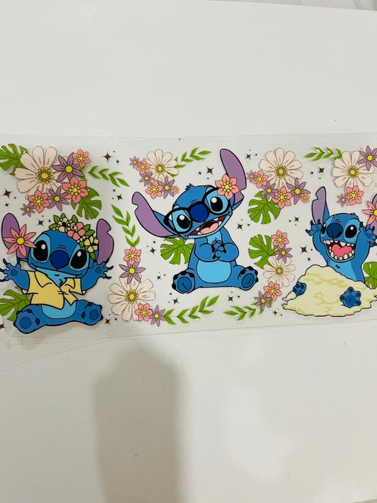 2724-Blue Alien and Flowers