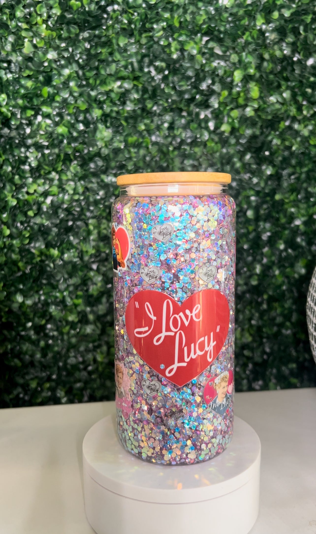 I Love Lucy Glass Snowglobe Tumbler